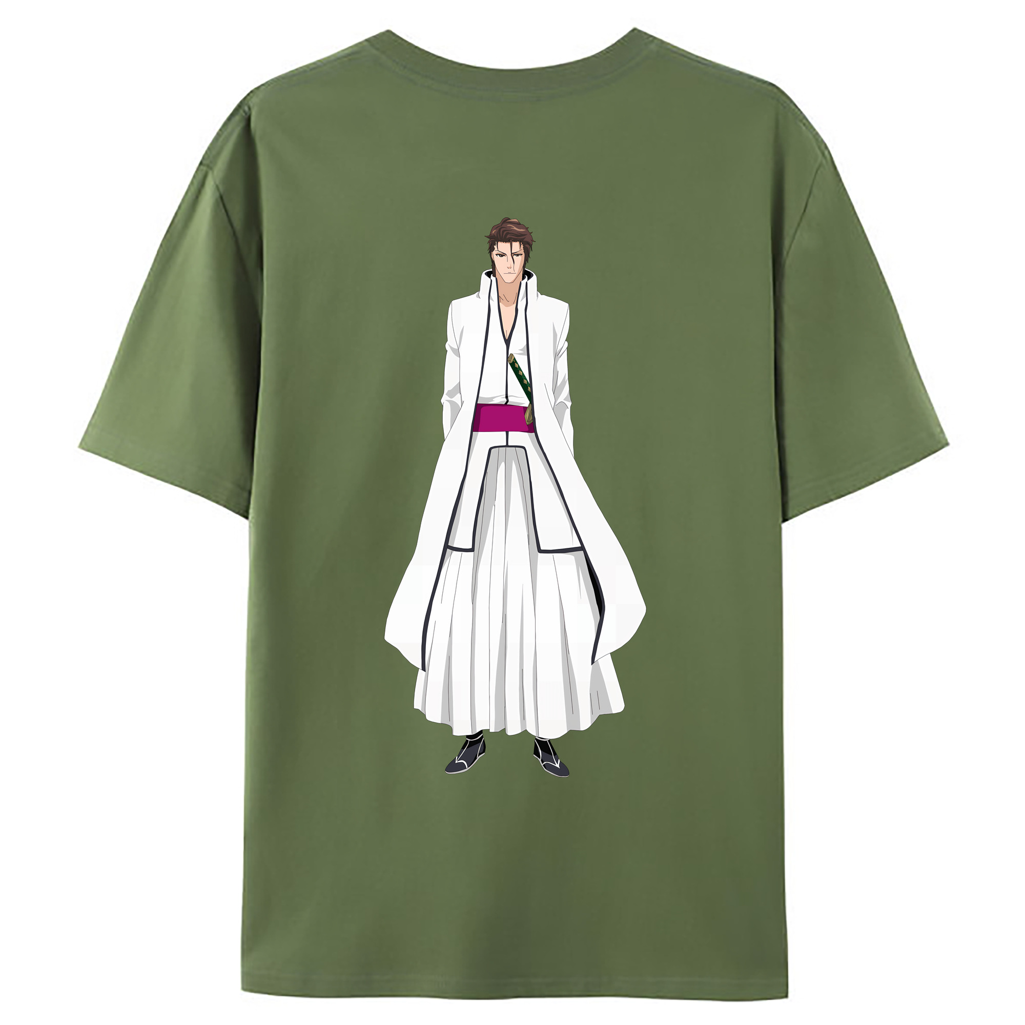 （画像用） ブリーチ 藍染 惣右介（あいぜん そうすけ） BLEACH Aizen Sousuke 綿100％ メンズ半袖Tシャツ（バックプリント） 通気性